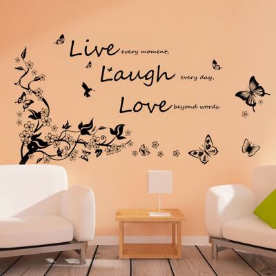 Walplus Self Adhesive Wall Sticker Decal Wall Art Live Laugh Love Wall Vine Classic Decor