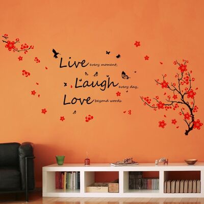Huge Flower Blossom Butterflies Children Self Adhesive Wall Stickers Live Laugh Love Vivid