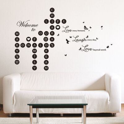 Word Puzzles And Lucida Live Laugh Love Self Adhesive Wall Sticker Art Bedroom Living Room Decorations