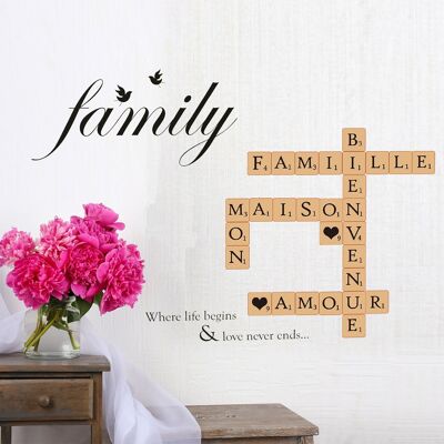 Word Puzzles ,68 LSetters And Family Birds Quote Self Adhesive Wall Sticker Art Bedroom Living Room Decorations