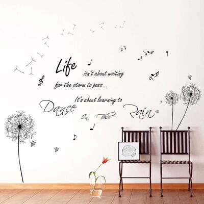 Huge Dandelion Dance In Rain Butterflies Children Self Adhesive Wall Stickers Art Mural Paper Kids Room Gift