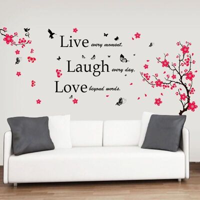 Huge Self Adhesive Flowers Blossom Butterflies Children Wall Stickers Mural Paper Quote