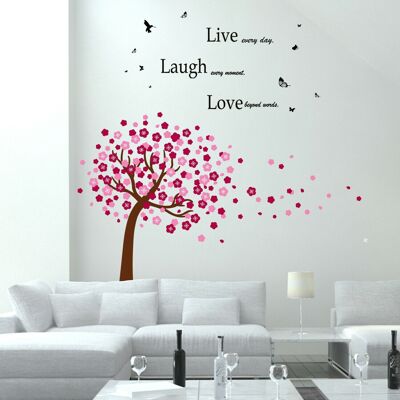Walplus Huge Pink Tree With Classic Live Laugh Love Quote Room Home Decorations