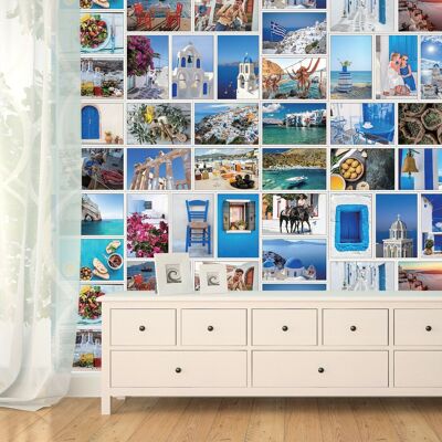 Hd Greece Collage Mural Self-Adhesive Wallpaper Home Decorations 180Cm X 120Cm