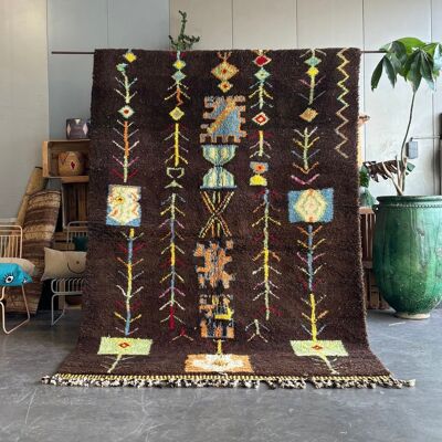 Moroccan Berber Beni Ouarain brown wool rug