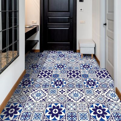 Spanish & Moroccan Blue Tiles Self-Adhesive Floor Stickers Kitchen Bathroom Home