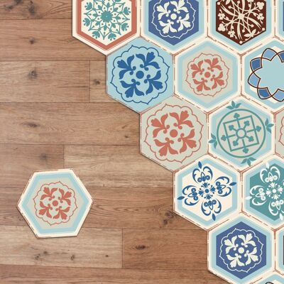Victorian Hexagon Self Adhesive Floor Tiles Stickers, Home Decorations, DIY X 3 Packs