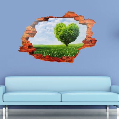 Self Adhesive Wall Sticker Tree View Decor Home Decoration Art HeArt 3D Mural 90cm x 60cm
