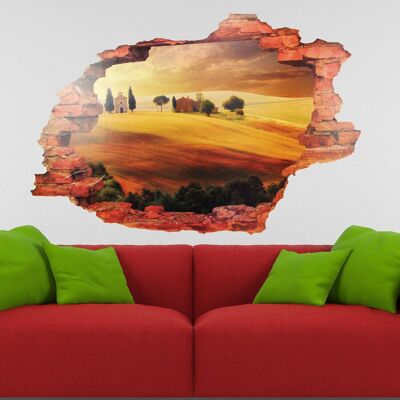 Self Adhesive Wall Sticker Toscany View Decor Home Decoration Italy Art 3D Mural 90cm x 60cm
