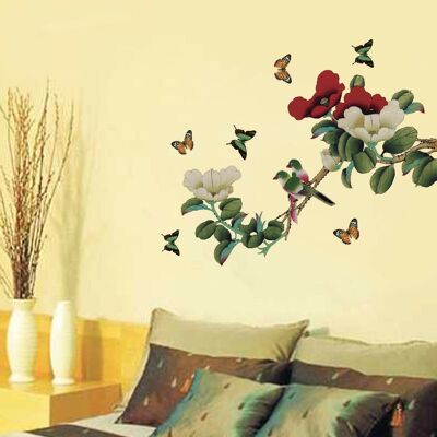 Peony Flower Self Adhesive Wall Sticker Decal Art Mural Living Room Bedroom Decorations