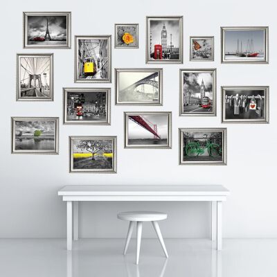 Silver Frame Photos Self Adhesive Wall Stickers Mural Decoration Decal Views 160cm x 138cm