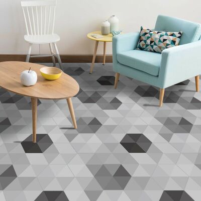 Grey Shaded Triangles Hexagon Floor Tiles X 3 Packs