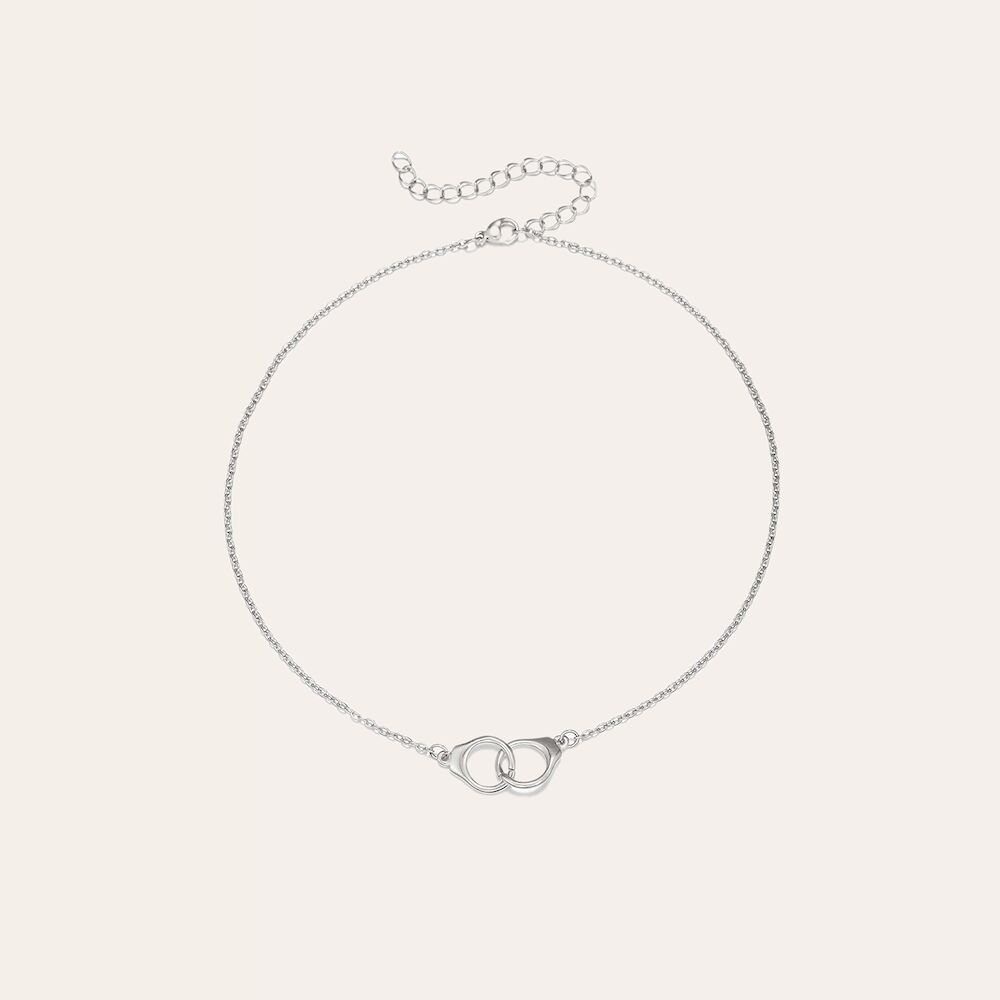 SILVER HANDCUFF NECKLACE