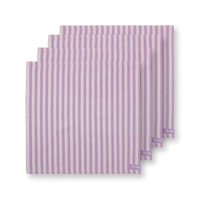 PIP - Set de 4 serviettes Rayées Lilas - 40x40cm