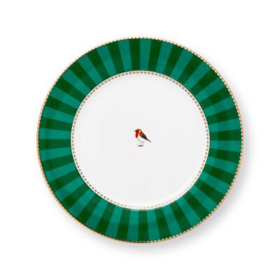 PIP - Love Birds Stripes Emerald/Green dessert plate - 21cm