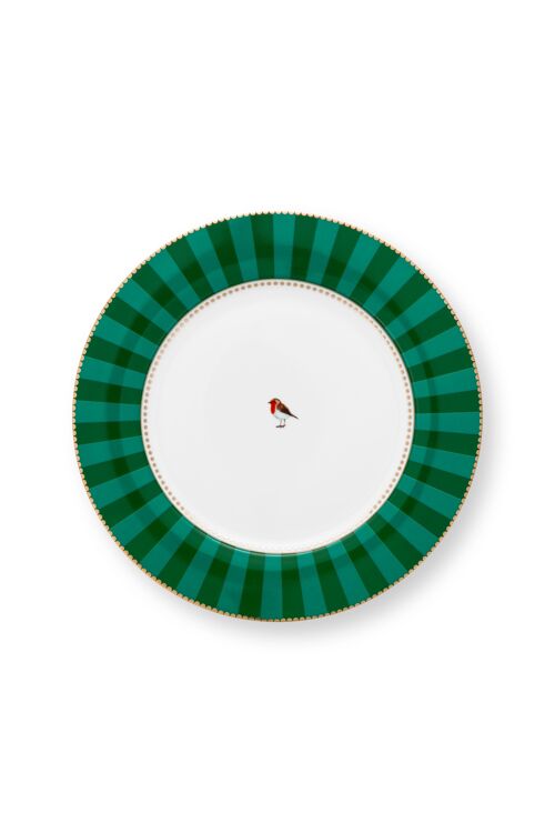 PIP - Assiette plate Love Birds Stripes Emeraude/Vert - 26,5cm