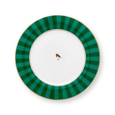 PIP - Assiette plate Love Birds Stripes Emeraude/Vert - 26,5cm