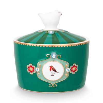 PIP - Love Birds Medallion Emerald/Green Sugar Bowl - 300ml