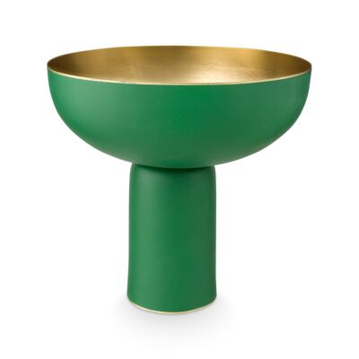 PIP - High metal hollow dish on Dark Green foot - 23x24cm