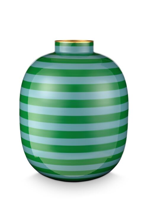 PIP - Vase métal Stripes Vert Foncé - 23cm
