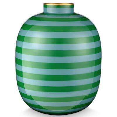 PIP - Vase métal Stripes Vert Foncé - 23cm