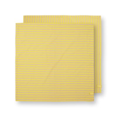 PIP - Set of 2 Yellow Striped Tea Towels - 65x65cm