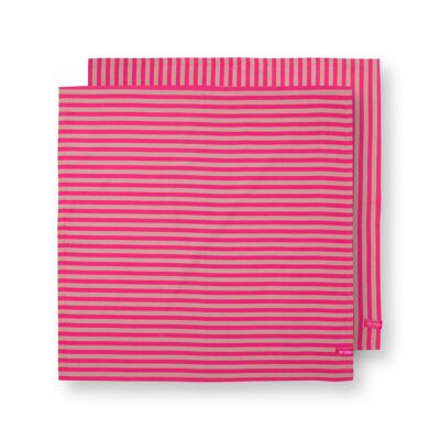 PIP - Set of 2 Pink Striped Tea Towels - 65x65cm