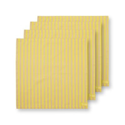 PIP - Set de 4 serviettes Rayées Jaune - 40x40cm