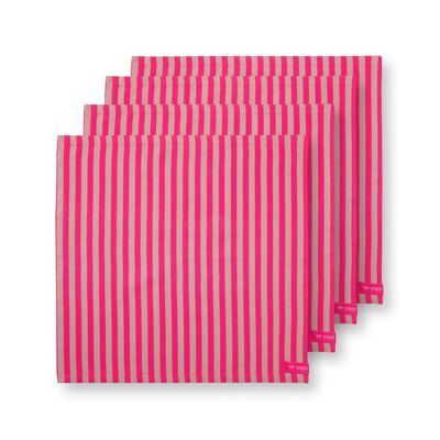 PIP - Set of 4 Pink Striped Napkins - 40x40cm