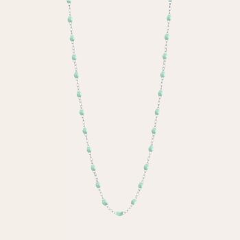 COLLIER RESINE ARGENTE VERT D'EAU