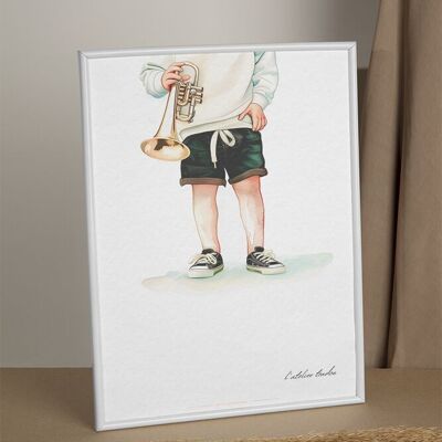Wall decoration baby room trumpet boy - Passion theme