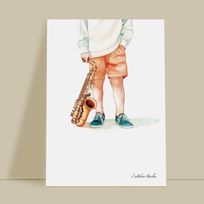 Saxophone boy baby room wall decoration - Passion theme
