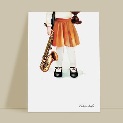 Saxophon-Mädchen-Babyzimmer-Wanddekoration – Leidenschaftsthema