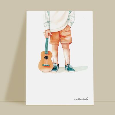 Baby boy ukulele bedroom wall decoration - Passion theme