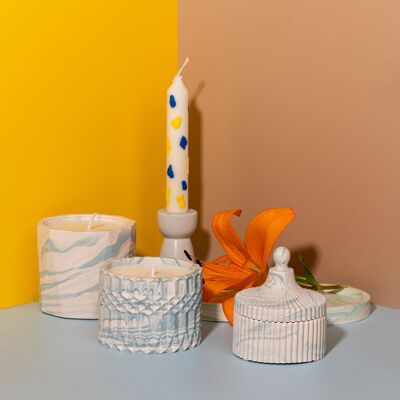 Juego de 3 velas de vacaciones en el Caribe, coco y vainilla