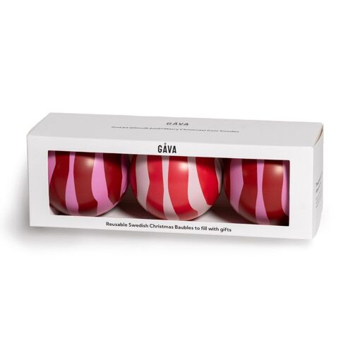 ARNE and LUCIA refillable tin Christmas bauble TRIO (Scandi-style Julkulor) with vegan chocolate truffles