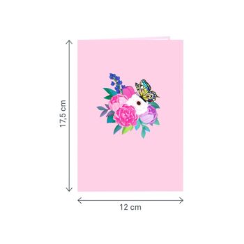 Carte pop-up Panier de fleurs avec hortensias 4