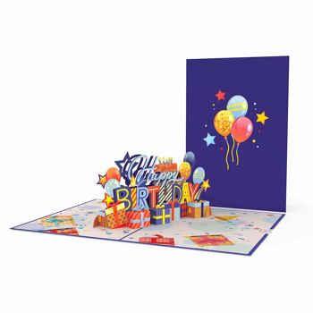 Carte pop-up Joyeux anniversaire (bleu) 2