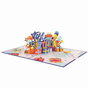 Carte pop-up Joyeux anniversaire (bleu) 3