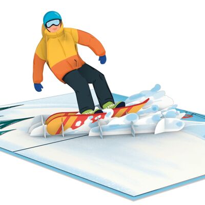 Carte pop-up snowboardeur