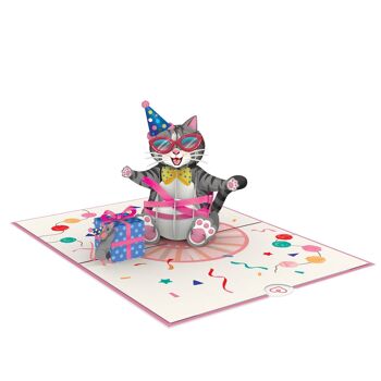 Carte pop-up anniversaire chat 3
