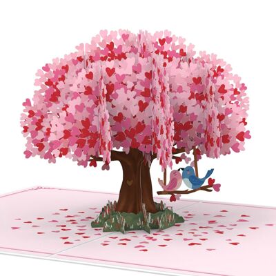Heart tree with lovebirds pop-up card