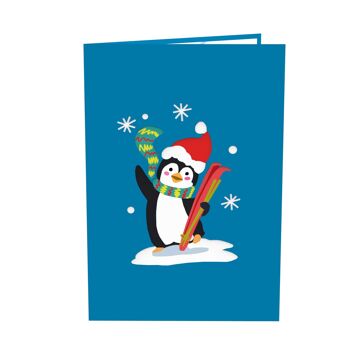 Carte pop-up Pingouin sur skis 5