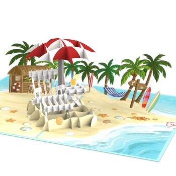 Carte pop-up vacances à la plage 1