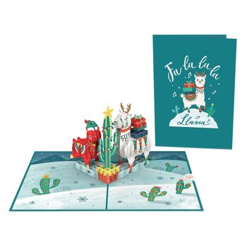 Carte pop-up lamas de Noël 2