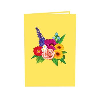 Carte pop-up panier de fleurs colorées 5