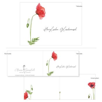 Carte pliante Poppy "Félicitations" - IMPRIMÉE À L'INTÉRIEUR avec enveloppe 3
