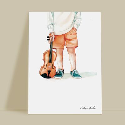 Violin boy children's bedroom wall decoration - Passion theme