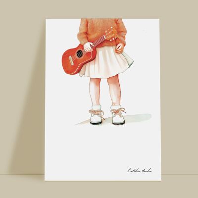 Wall decoration for children's bedroom, girl's guitar - Passion theme