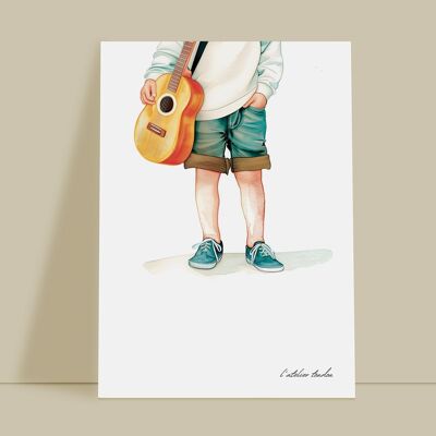 Decorazione murale per la cameretta dei bambini con il ragazzo della chitarra - Tema della passione